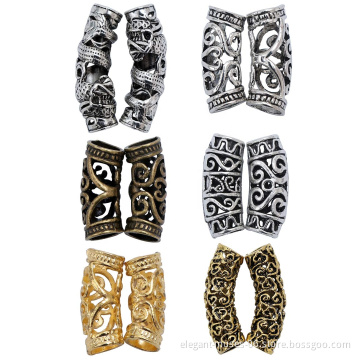 African Hair Ring Dread beads braided braids cuff beads alloy hollow hair beads Gold Silver
